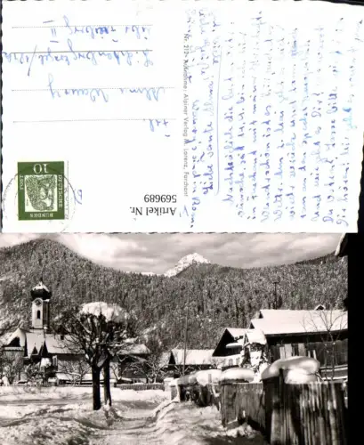 569689,Farchant m. Blick auf Brünstelskopf Winteransicht