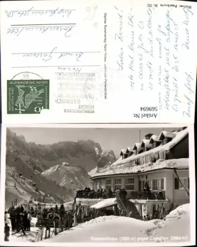 569694,Garmisch-Partenkirchen Kreuzeckhaus geg. Zugspitze Winteransicht