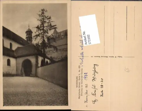 572102,Würzburg Malerische Winkel Eingang zur Burkarder-Kirche