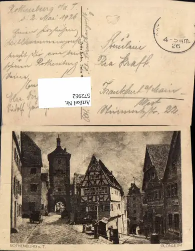 572962,Künstler Ak Rothenburg ob der Tauber Plönlein