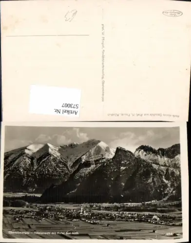 573007,Foto Ak Oberammergau Totalansicht m. Kofel u. Noth Passionsspiele