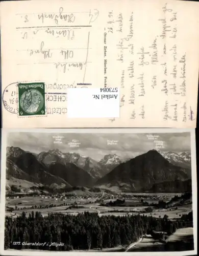 573084,Foto Ak Oberstdorf i. Allgäu Totale Gipfelkarte