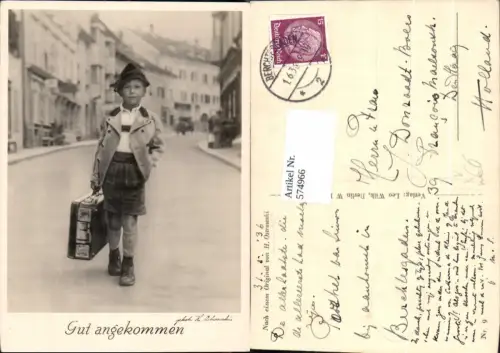 574966,H. Ostrowski Gut angekommen Bub Junge Koffer Berchtesgaden pub Leo Wilk