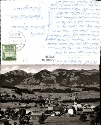 576238,Foto Ak Schöllang Oberstdorf m. Blick auf Fischen u. Hörnerkette