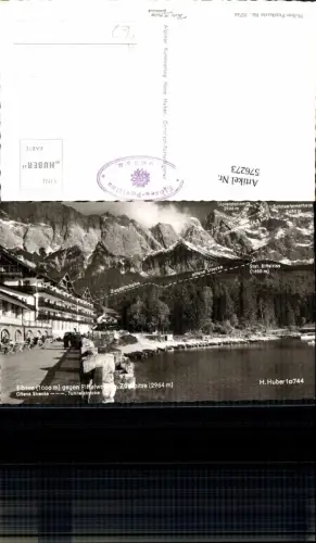 576273,Foto Ak Grainau Eibsee geg. Riffelwand u. Zugspitze Lagekarte pub Huber 10744