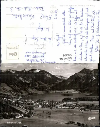 576296,Foto Ak Schliersee Luftbild Gipfelkarte