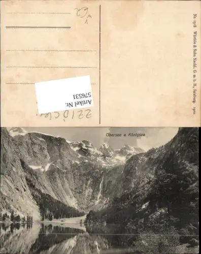 576531,Verlag Obersee am Königsee bei Schönau pub Würthle e Sohn Nr. 1318