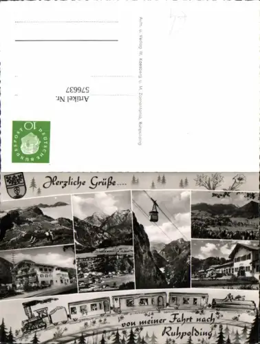 576637,Mehrbild Ak Ruhpolding Seilbahn Gondel Eisenbahn Zug