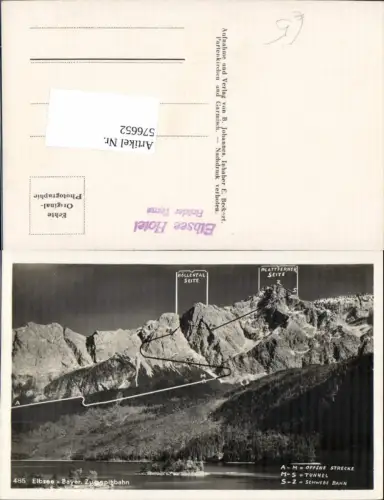 576652,Foto Ak Eibsee Zugspitzbahn Gipfelkarte