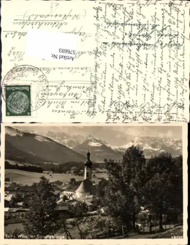 576693,Foto Ak Reit im Winkl m. Kaisergebirge Kirche