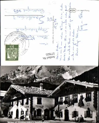 577025,Foto Ak Wallgau m. Alpspitze u. Zugspitze