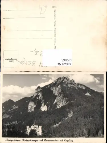 577065,Foto Ak Schloss Hohenschwangau u. Neuschwanstein m. Tegelberg Schwangau