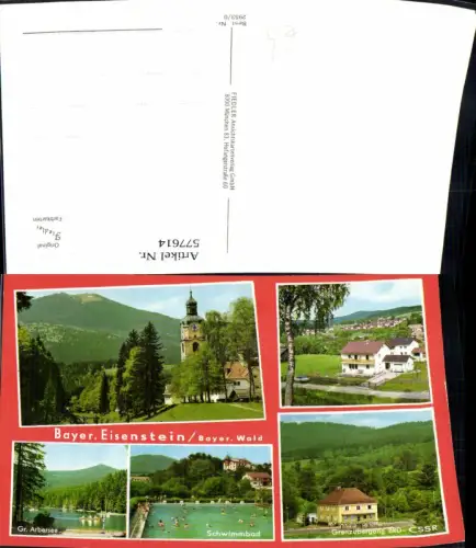 577614,Mehrbild Ak Bayerisch Eisenstein Gr. Arbersee Schwimmbad Grenze