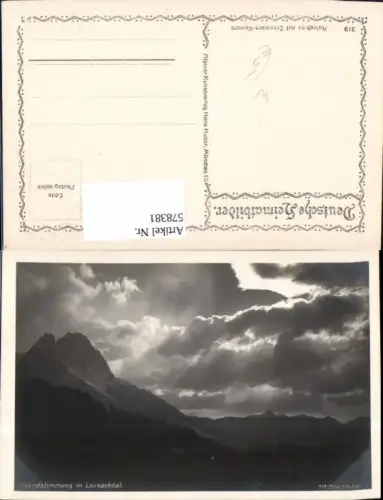 578381,Foto Ak Abendstimmung i. Loisachtal b. Garmisch-Partenkirchen pub H. Huber 319