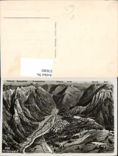 578383,Lagekarte Mittenwald m. Gipfelkarte pub Ottmar Zieher 3795