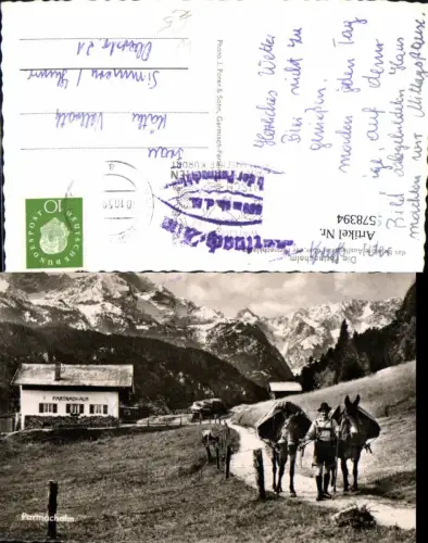 578394,Foto Ak Die Partnachalm Partnachklamm Garmisch-Partenkirchen Bauer m. Kühe Rinder