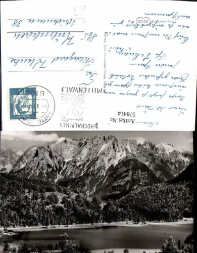578414,Foto Ak Mittenwald Ferchensee m. Karwendel