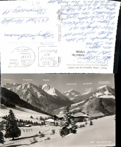 578596,Foto Ak Bad Hindelang Oberjoch Hotel Haus Ingeburg a. d. Höhe Gipfelkarte Winter
