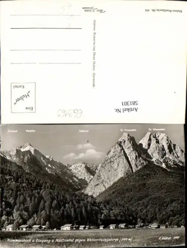 581301,Foto Ak Hammersbach a. Eingang Höllental geg. Wettersteingebirge pub H. Huber 494