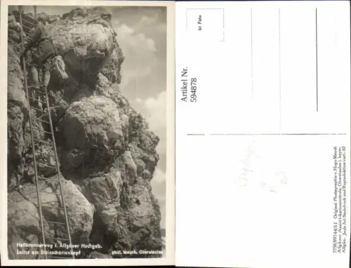 594878,Foto Ak Heilbronnerweg Leiter a. Steinschartenkopf b. Oberstdorf Bergsteigen
