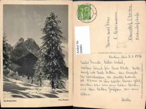 594901,Waxensteine b. Garmisch-Partenkirchen Winterlandschaft pub Walter Flechsig