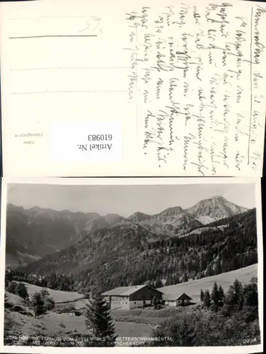 610983,Foto Ak Bad Hindelang Hornwirtshaus z. Mitterhaus Retterschwangertal m. Nebelhorn