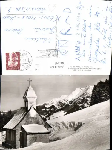 611147,Foto Ak Hochwies-Kapelle m. Hochgrat Rindalphorn b. Steibis Allgäu Winteransicht