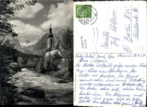 611154,Ramsau b. Berchtesgaden Kirche m. Reiteralpe Brücke