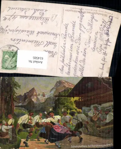 614505,Künstler Ak Schuhplattltanz b. Berchtesgaden Tracht Volkstanz Brauchtum