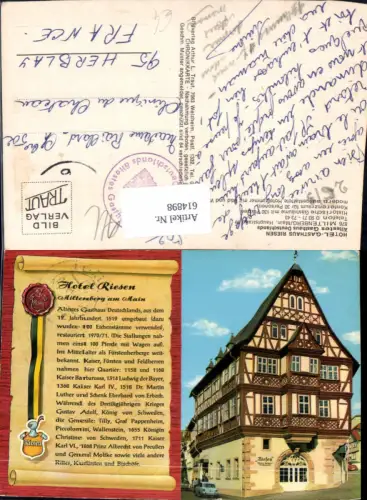614898,Mehrbild Ak Miltenberg Main Hotel Gasthaus Riesen Text