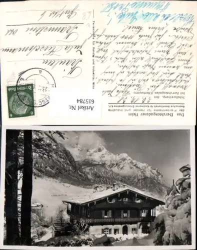615784,Foto Ak Schellenberg b. Berchtesgaden Berchtesgadener Heim 1938 Winteransicht