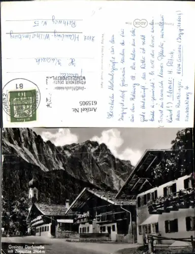615905,Foto Ak Grainau Dorfstraße m. Zugspitze