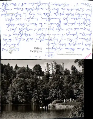 616161,Foto Ak Schwangau Schloss Hohenschwangau m. Alpsee Schwan