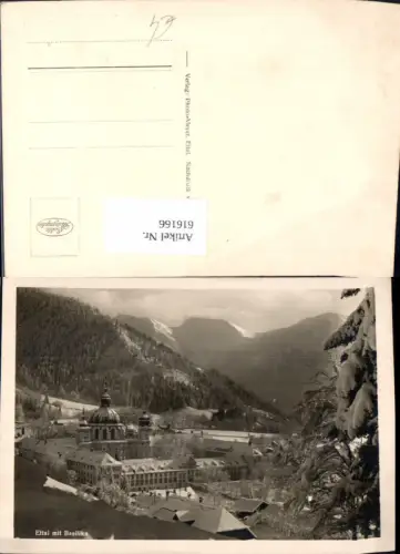 616166,Foto Ak Ettal m. Basilika Winteransicht