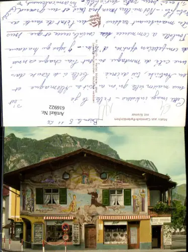 616922,Motiv aus Garmisch-Partenkirchen m. Kramer Geschäft Kunstvolle Fassade Sorge
