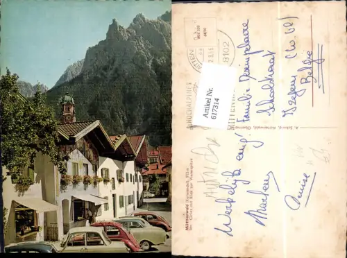 617314,Mittenwald Karwendel Im Gries m. Blick zur Viererspitze VW Käfer