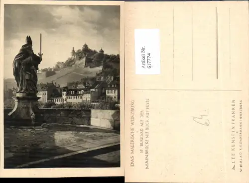 617774,Würzburg St Burkard auf d. Mainbrücke m. Blick auf Feste