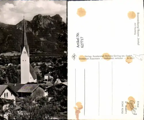 627717,Foto Ak Brannenburg Inntal m. Heuberg Kirche