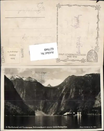 627949,Foto Ak St Bartholomä m. Funtensee Grünseelauern sowie Schönfeldspitze Schönau a. Königssee