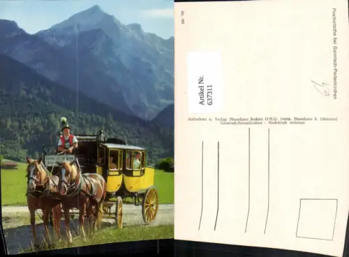 637311,Garmisch-Partenkirche Alte Postkutsche Kutsche Postwesen