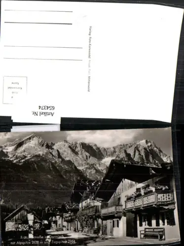654374,Foto Ak Garmisch-Partenkirchen Frühlingstraße m. Alpspitze u. Zugspitze