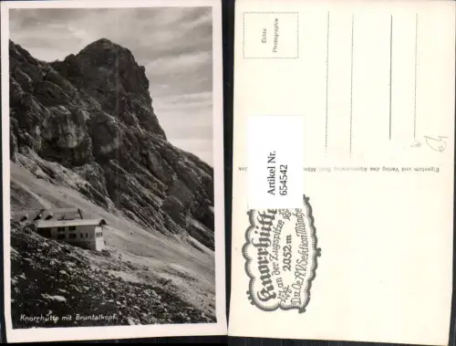 654542,Foto Ak Garmisch-Partenkirchen Knorrhütte mit Bruntalkopf