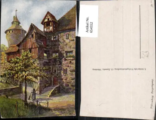 654552,Künstler Ak Sollmann Nürnberg Burgeingang Burg
