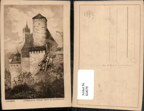 654579,Künstler Ak Nürnberg Epperleins Sprung über d. Burgmauer