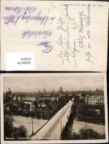 655614,Foto Ak München Totalansicht b. Maximilianeum Brücke