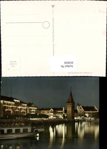 655626,Foto Ak Lindau a. Bodensee b. Nacht Schiff Dampfer