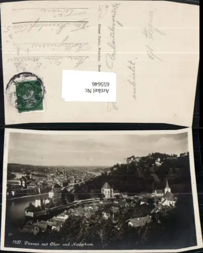 655646,Foto Ak Passau mit Ober- u. Niederhaus