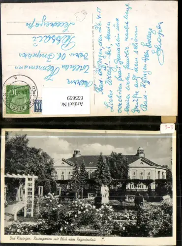 655659,Bad Kissingen Rosengarten mit Blick zum Regentenbau Statue