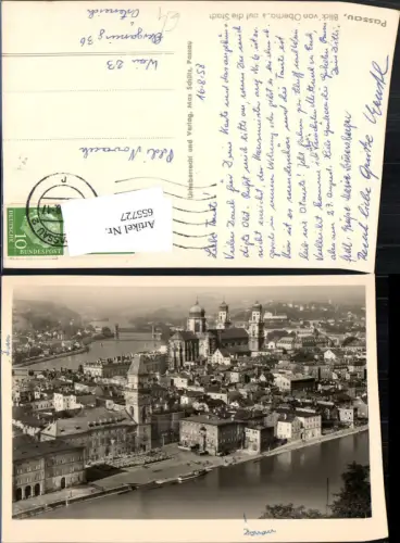 655727,Foto Ak Passau Blick v. Oberhaus auf d. Stadt
