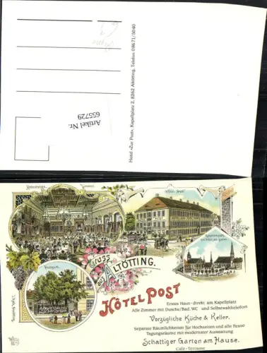 655729,Litho Repro Altötting Hotel Post Postgartl Kapellenplatz